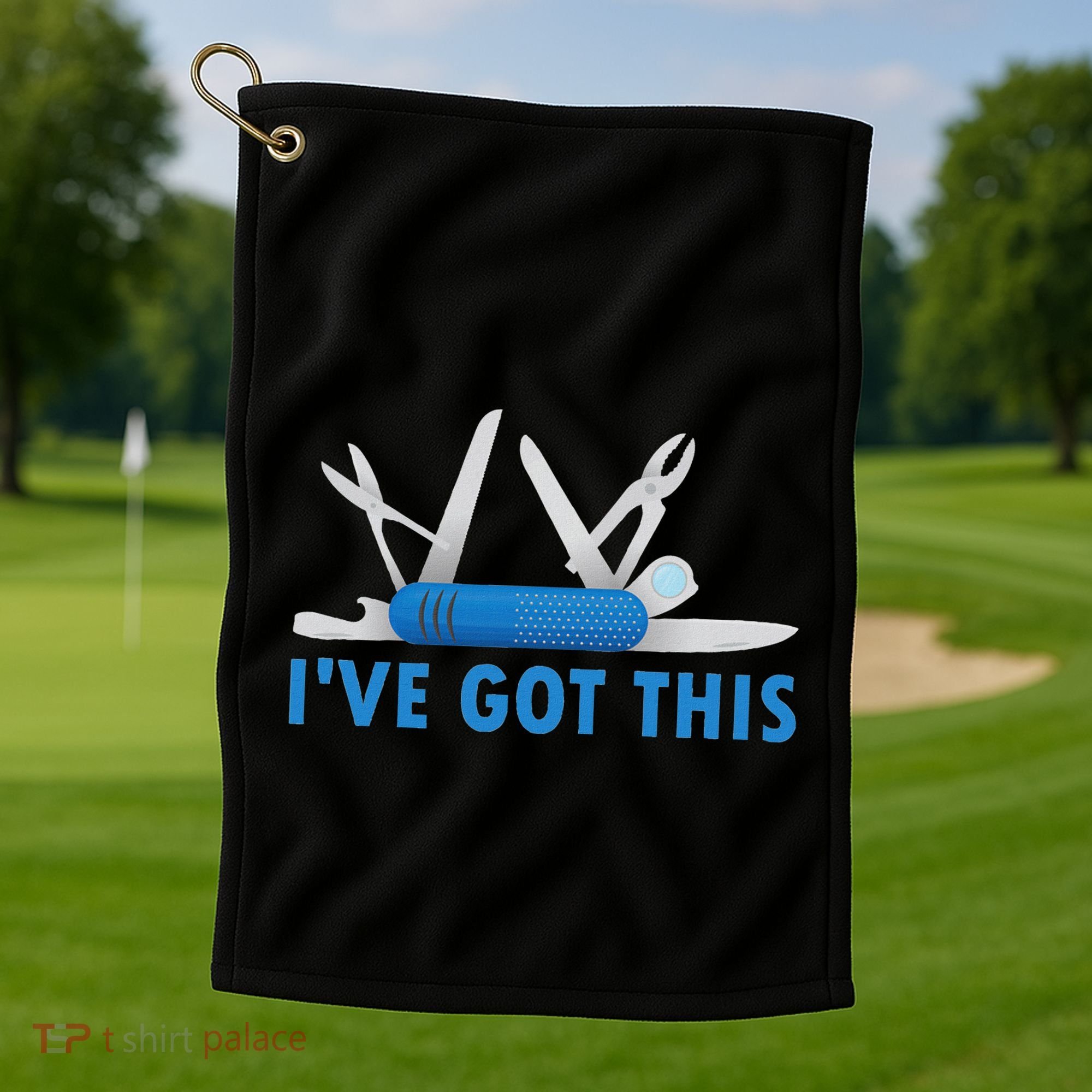 Funny Bladesmith Swiss I’Ve Got This Knife Day Golf Towel