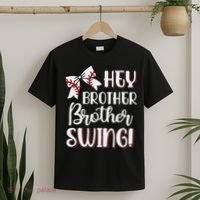 Funny Baseball Sister Hey Brother Brother Swing Baseball T-Shirt thumb 2