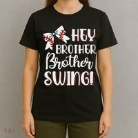 Funny Baseball Sister Hey Brother Brother Swing Baseball T-Shirt thumb 4