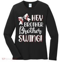 Funny Baseball Sister Hey Brother Brother Swing Baseball Women's Long Sleeve Shirt thumb 0