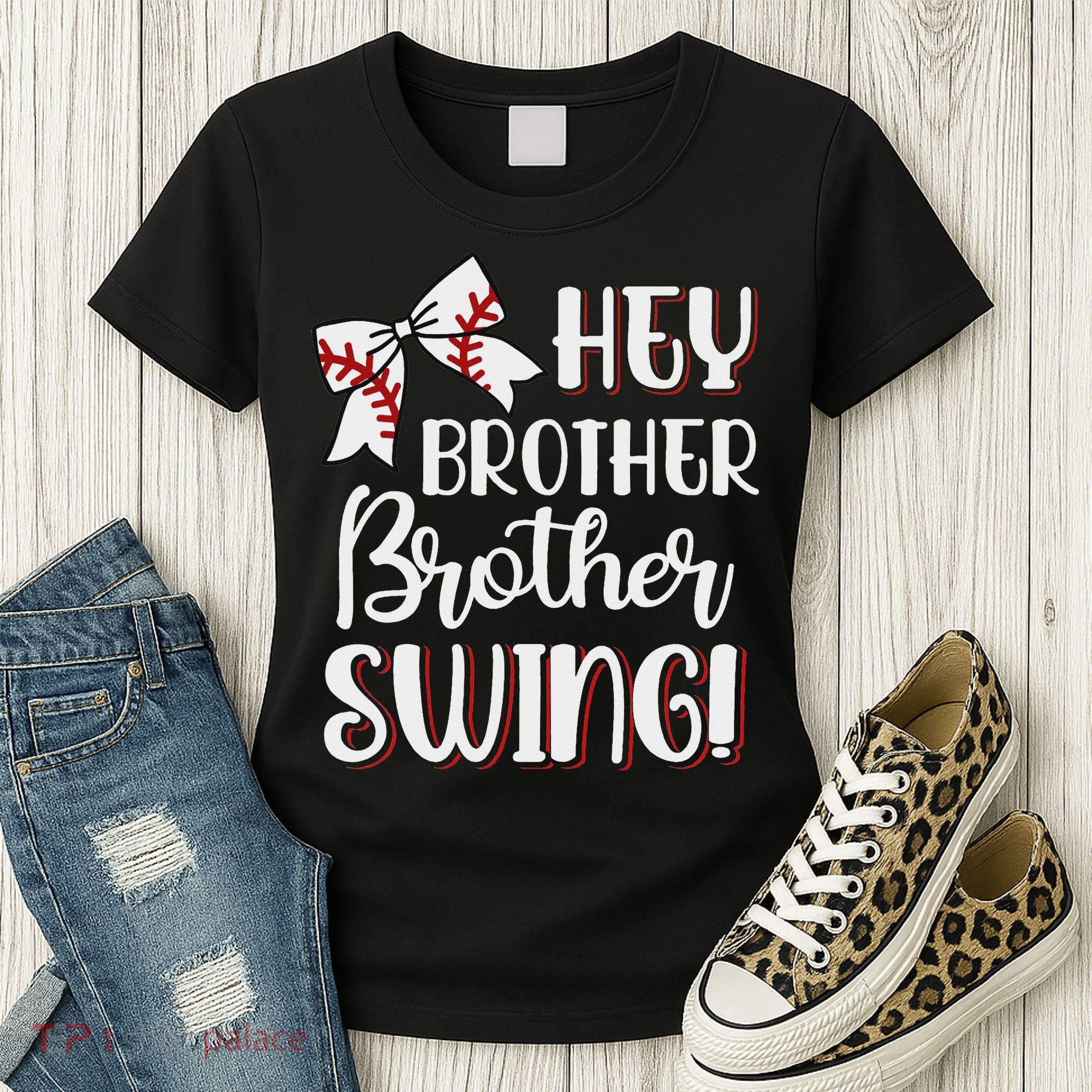 Funny Baseball Sister Hey Brother Brother Swing Baseball Women's T-Shirt