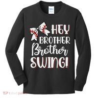 Funny Baseball Sister Hey Brother Brother Swing Baseball Kids Long Sleeve Shirt thumb 0
