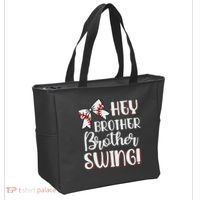 Funny Baseball Sister Hey Brother Brother Swing Baseball Tote Bag thumb 2