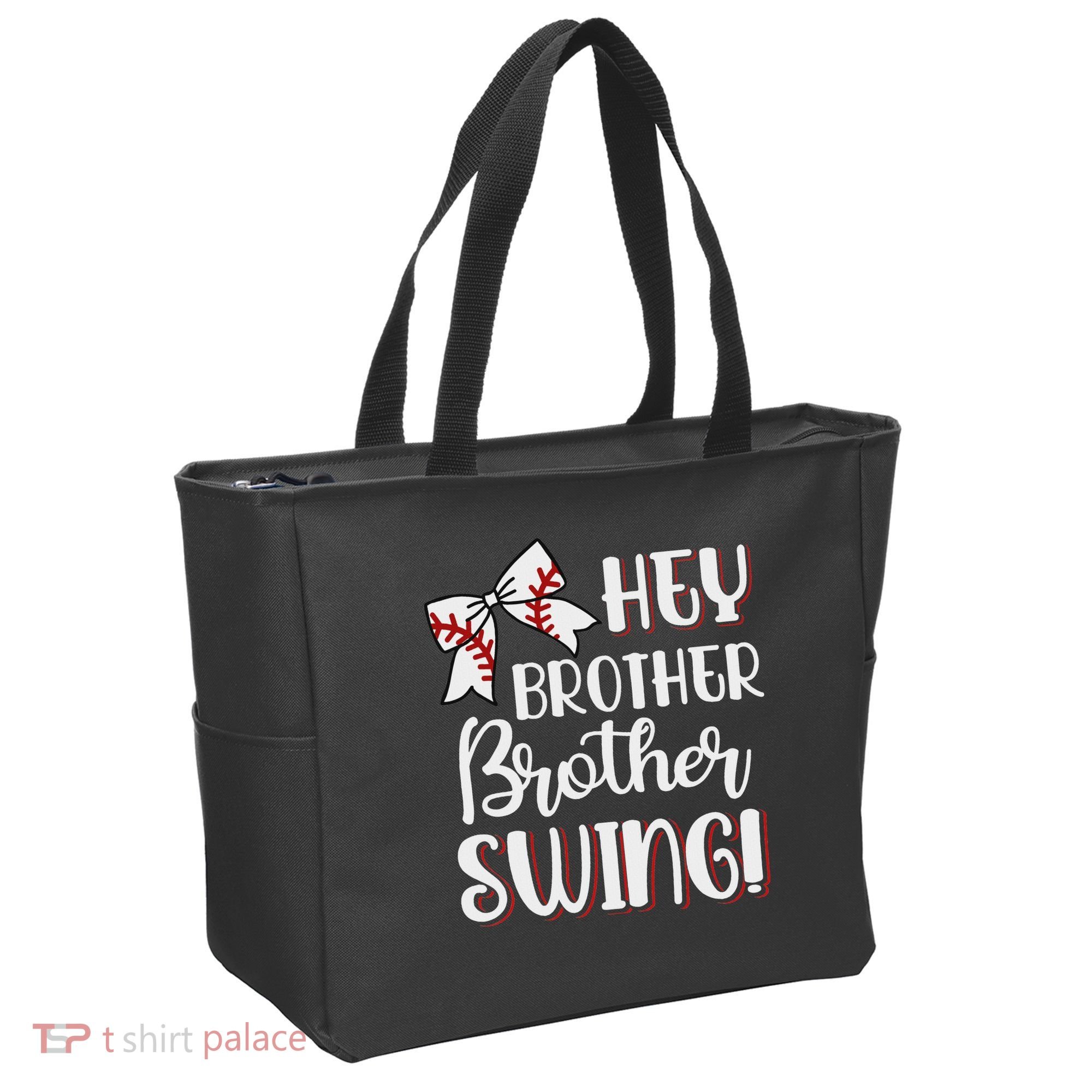 Funny Baseball Sister Hey Brother Brother Swing Baseball Tote Bag