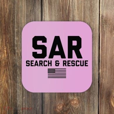 FRONT & BACK Search And Rescue American Flag SAR Team Coaster