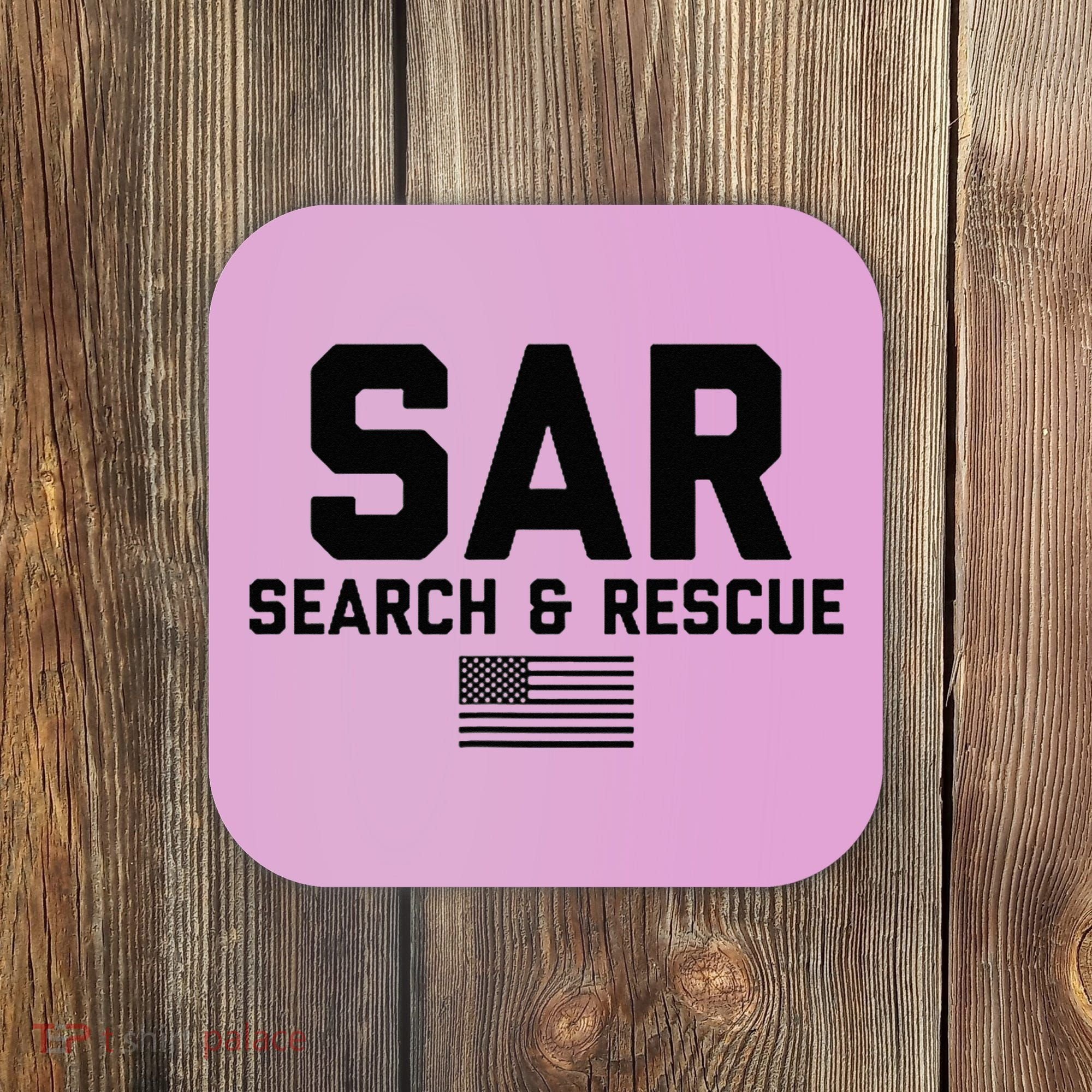 FRONT & BACK Search And Rescue American Flag SAR Team Coaster