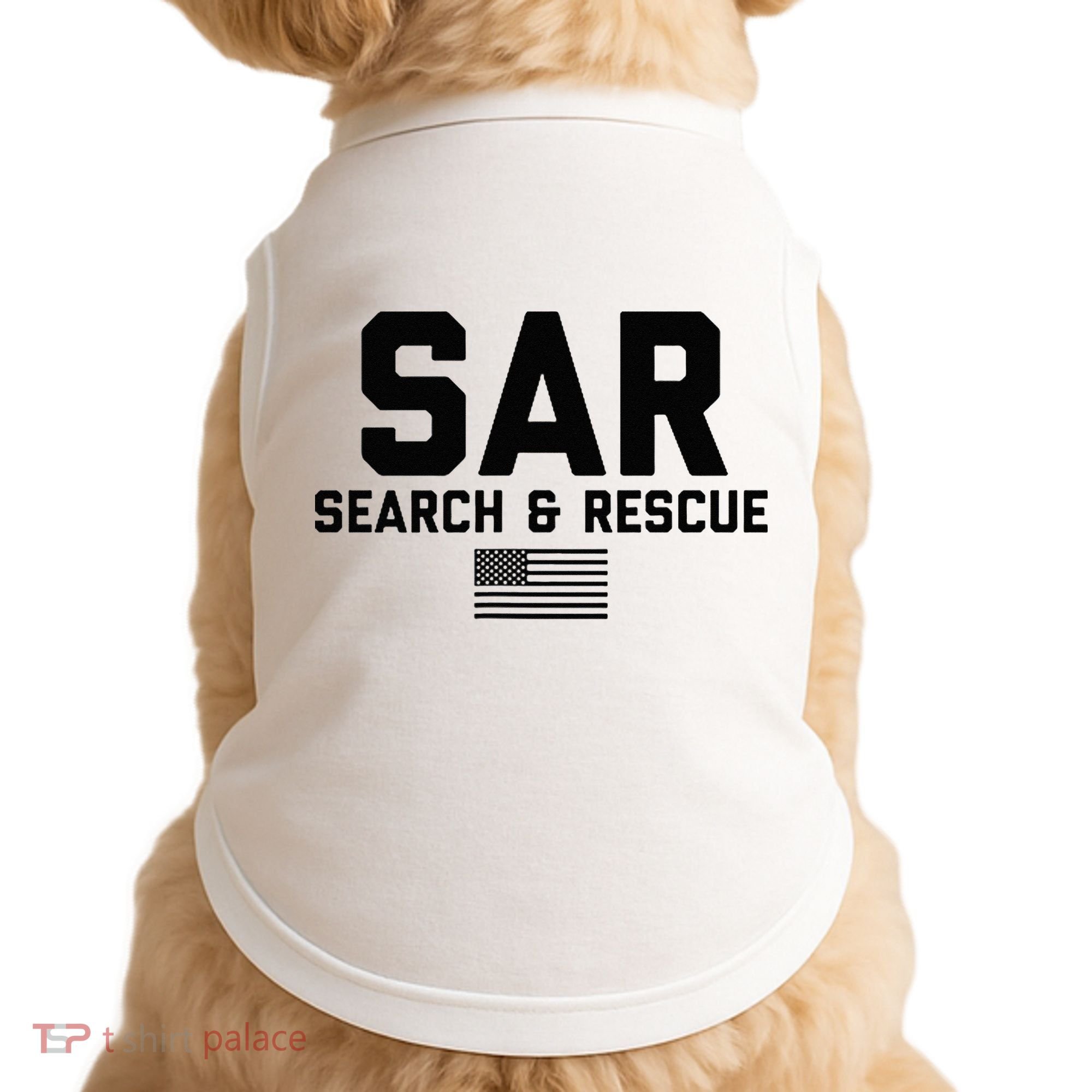 FRONT & BACK Search And Rescue American Flag SAR Team Doggie Tank