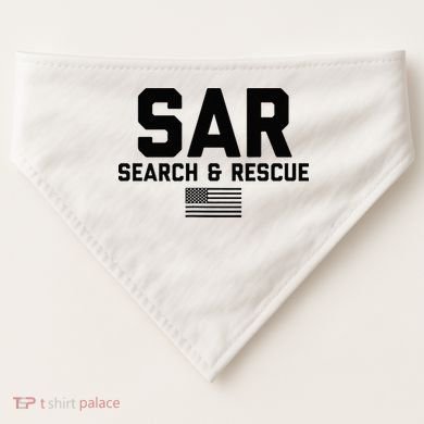 FRONT & BACK Search And Rescue American Flag SAR Team USA-Made Doggie Bandana