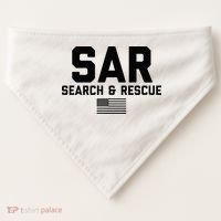 FRONT & BACK Search And Rescue American Flag SAR Team USA-Made Doggie Bandana thumb 0
