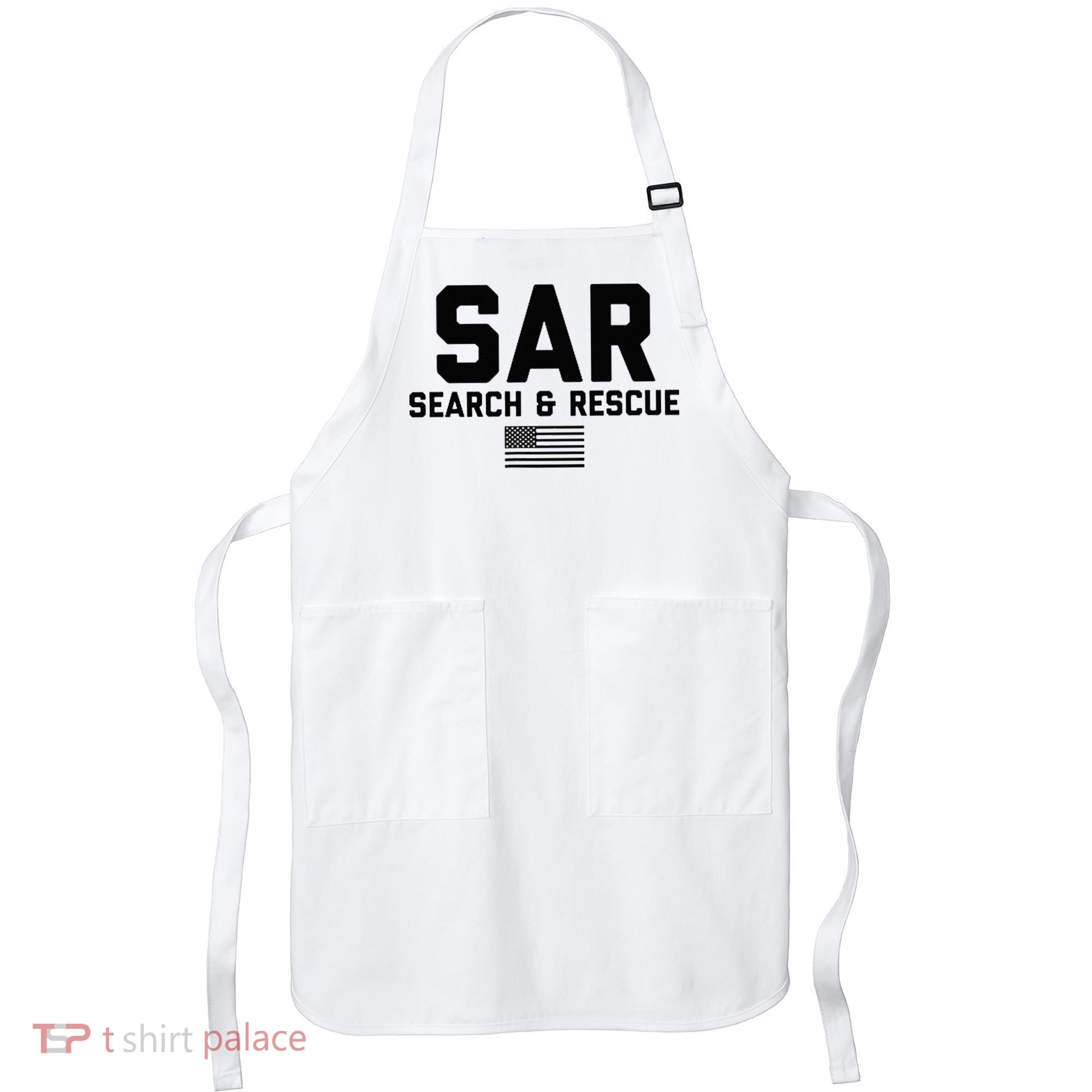 FRONT & BACK Search And Rescue American Flag SAR Team Apron