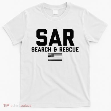 FRONT & BACK Search And Rescue American Flag SAR Team T-Shirt