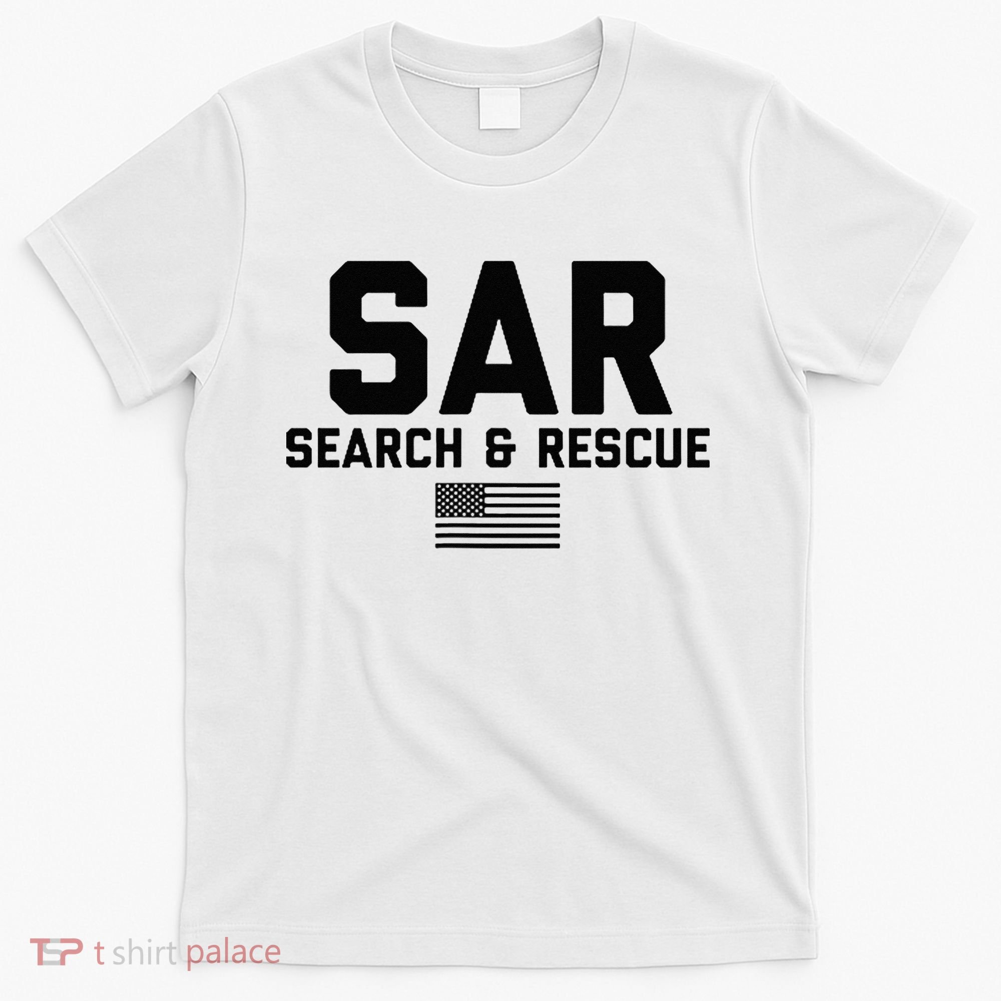 FRONT & BACK Search And Rescue American Flag SAR Team T-Shirt