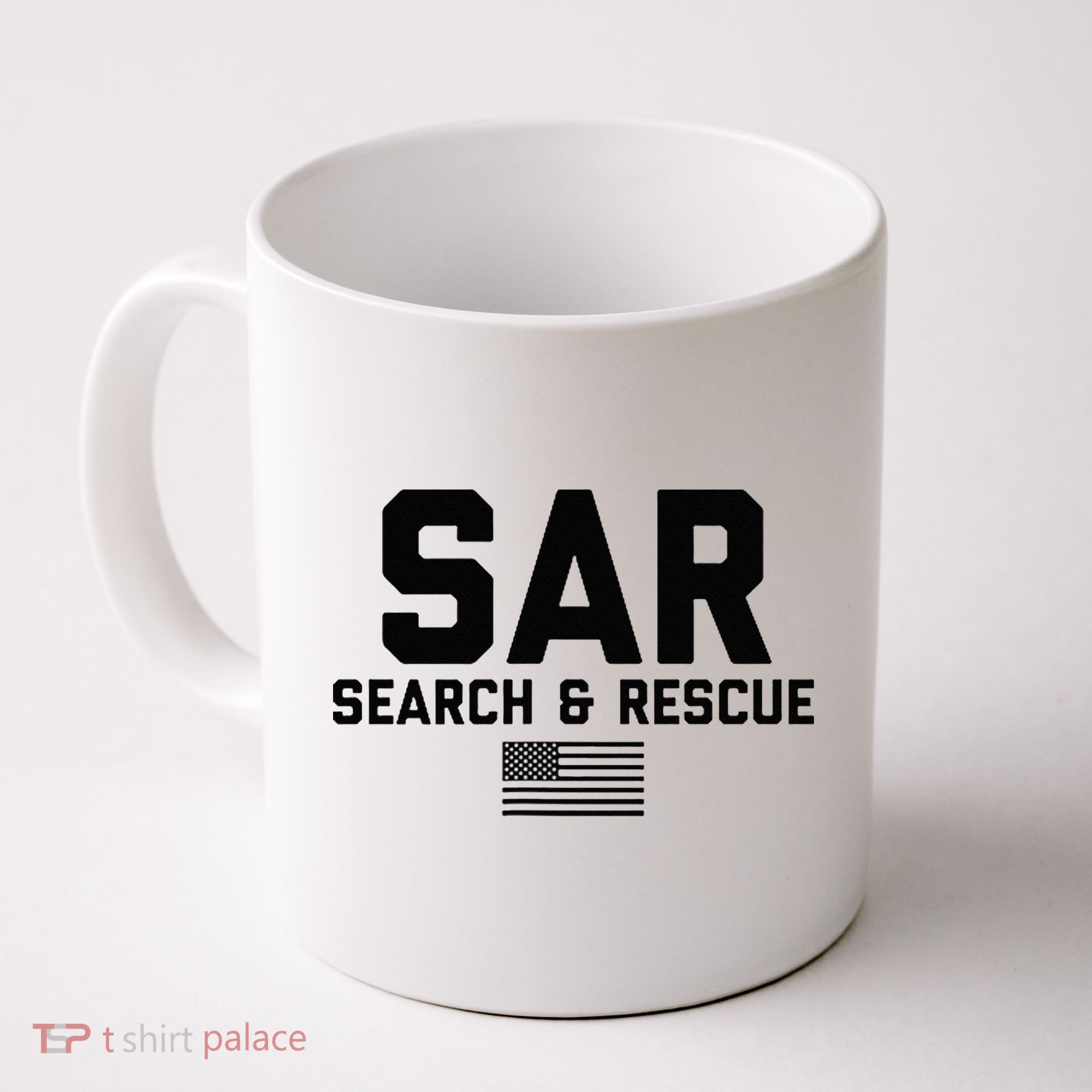 FRONT & BACK Search And Rescue American Flag SAR Team Coffee Mug