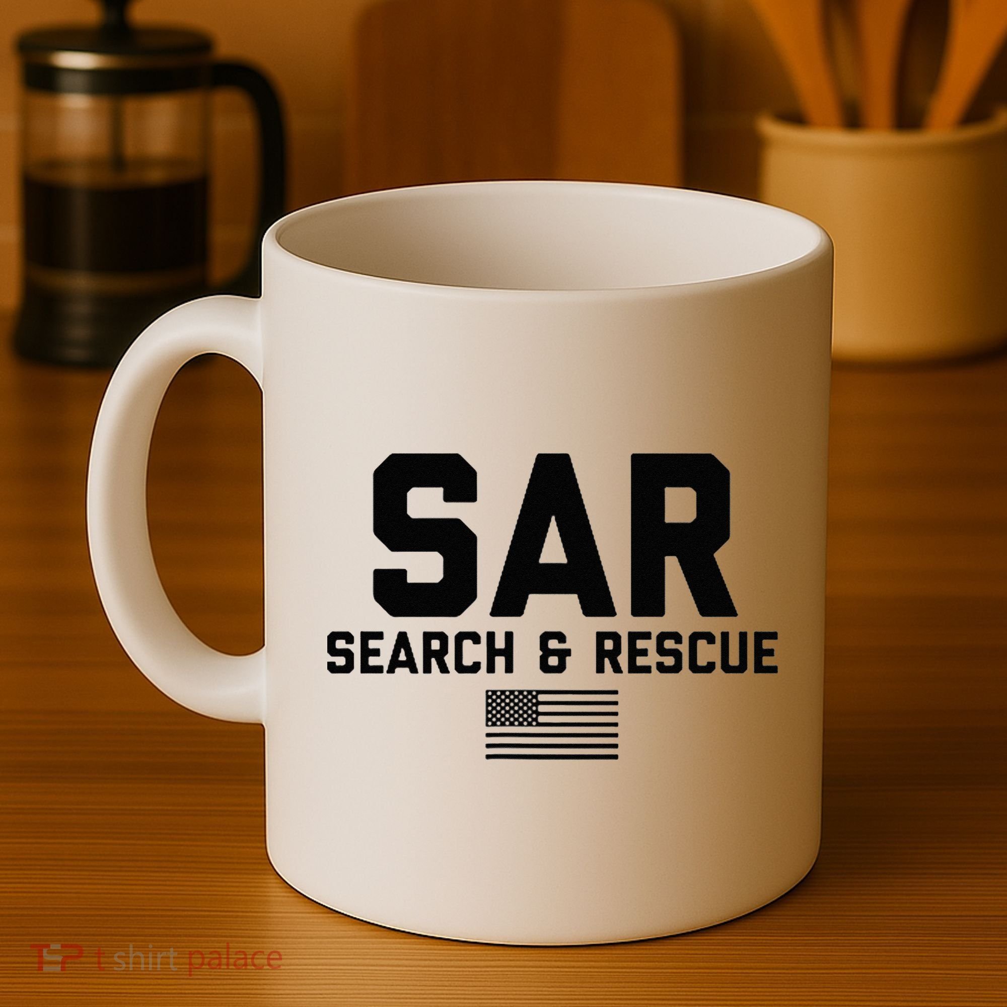 FRONT & BACK Search And Rescue American Flag SAR Team Coffee Mug