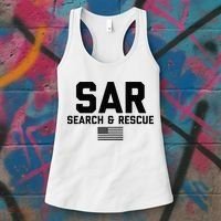 FRONT & BACK Search And Rescue American Flag SAR Team Women's Tank Top thumb 3