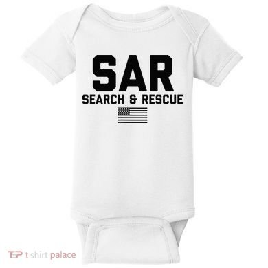 FRONT & BACK Search And Rescue American Flag SAR Team Baby Bodysuit