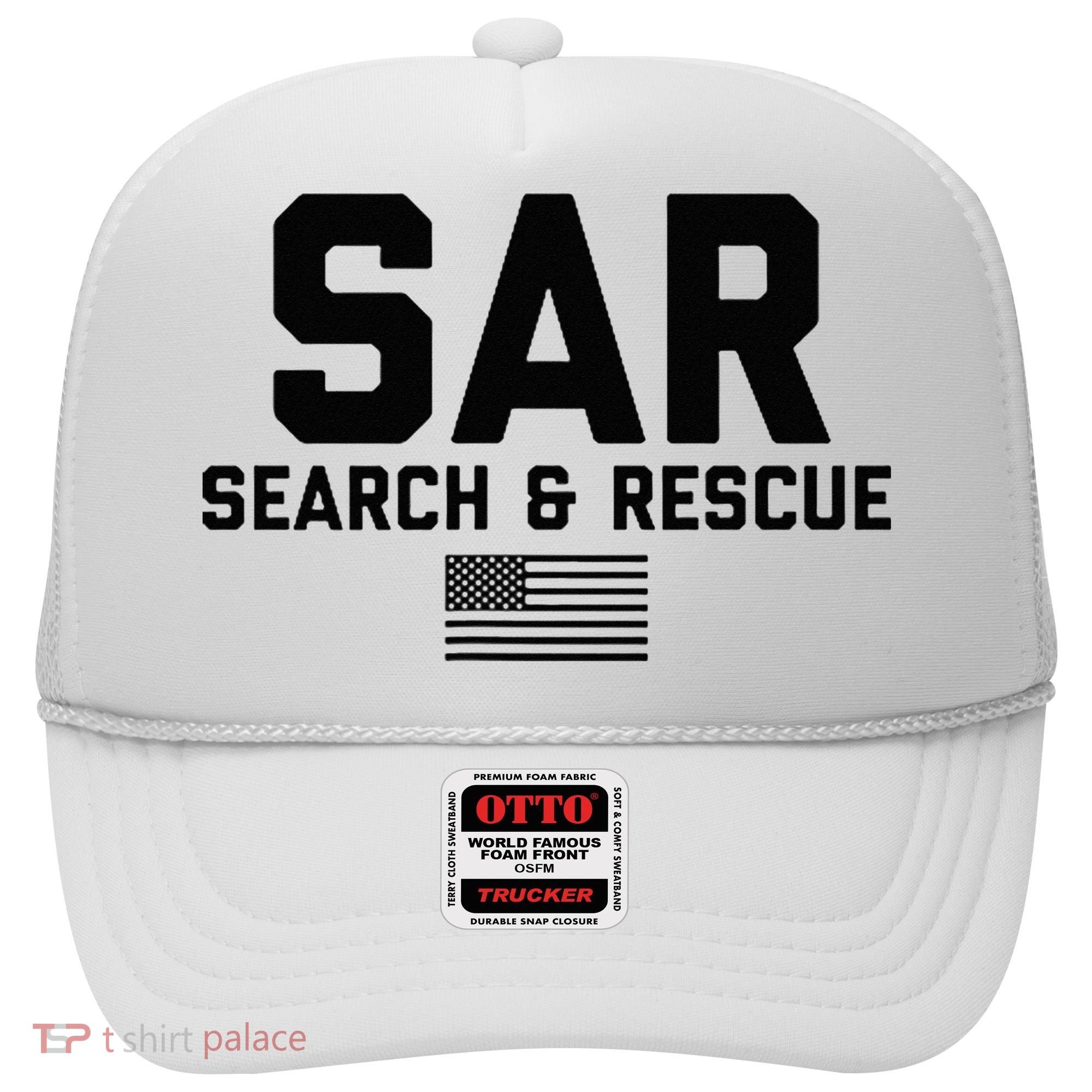 FRONT & BACK Search And Rescue American Flag SAR Team Hat