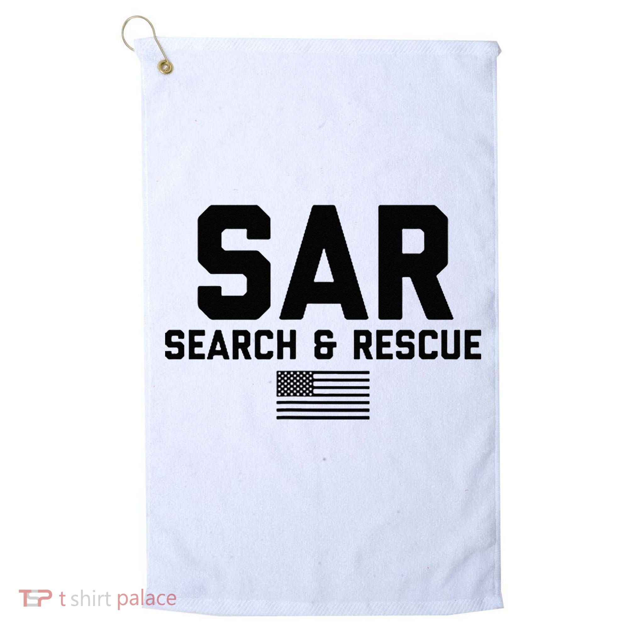 FRONT & BACK Search And Rescue American Flag SAR Team Golf Towel