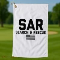 FRONT & BACK Search And Rescue American Flag SAR Team Golf Towel thumb 1