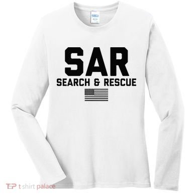 FRONT & BACK Search And Rescue American Flag SAR Team Women's Long Sleeve Shirt