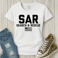 FRONT & BACK Search And Rescue American Flag SAR Team Women's T-Shirt thumb 3