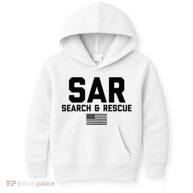 FRONT & BACK Search And Rescue American Flag SAR Team Kids Hoodie
