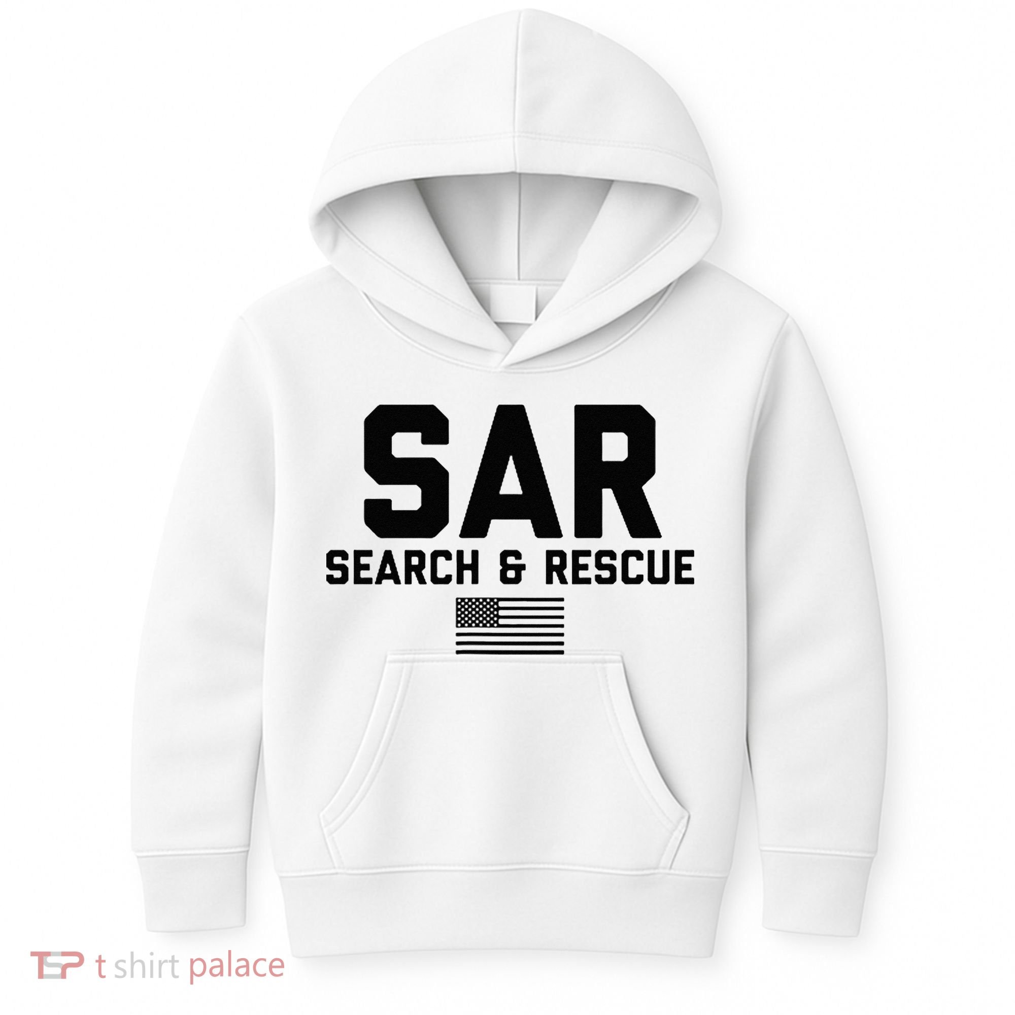 FRONT & BACK Search And Rescue American Flag SAR Team Kids Hoodie