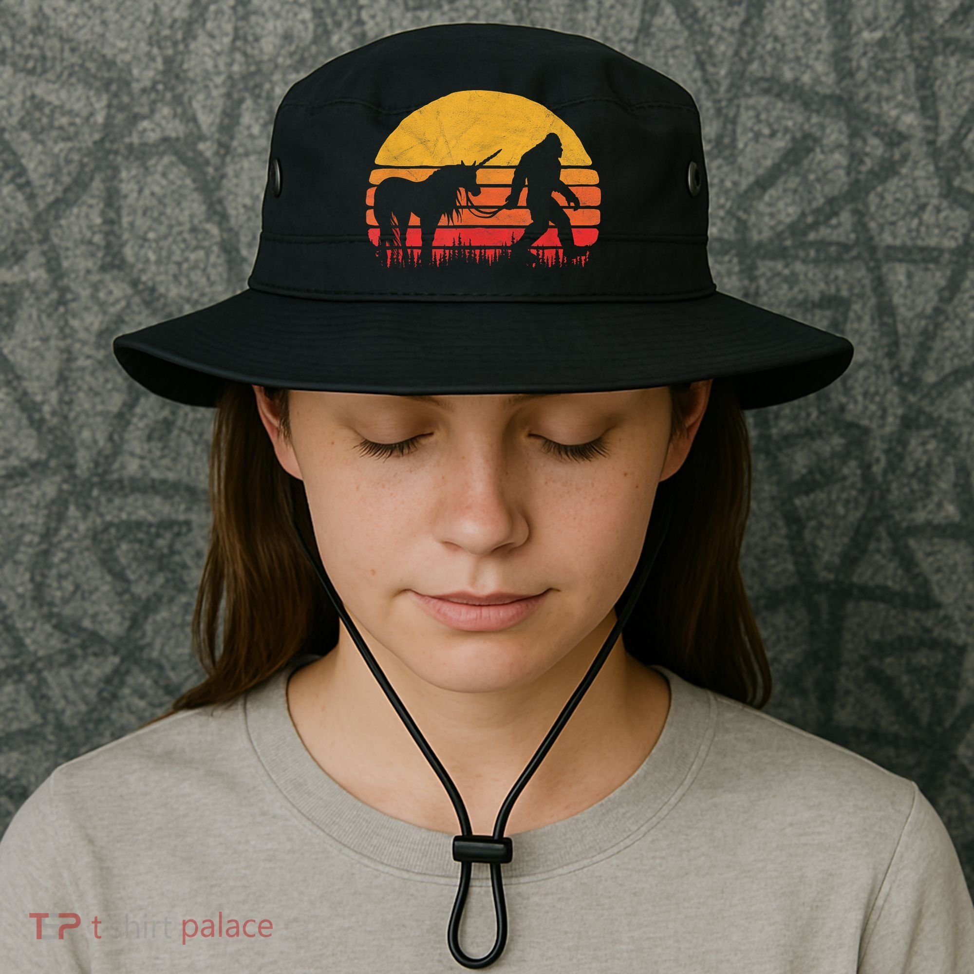 Funny Bigfoot Sasquatch & Unicorn Legends! Bucket Hat