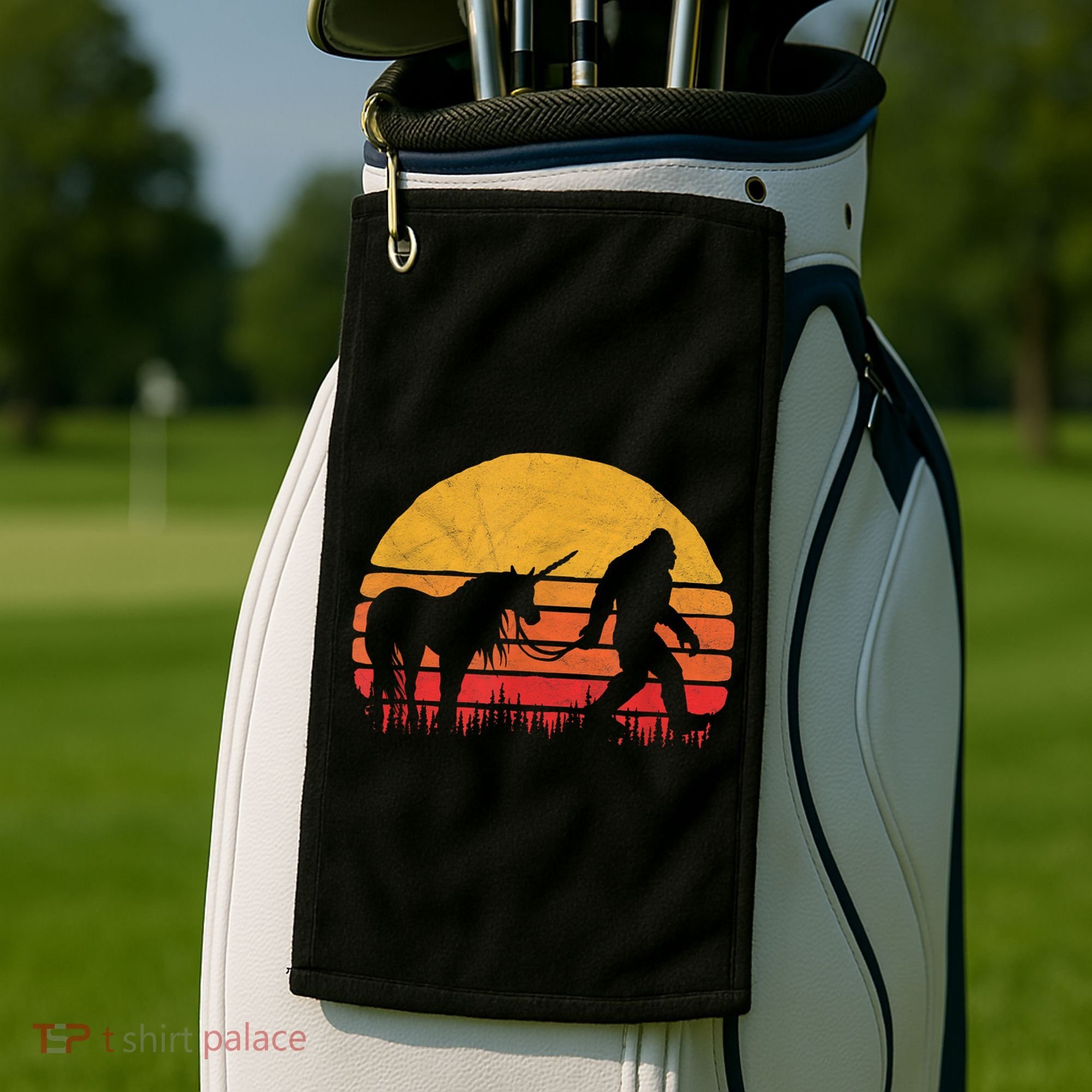 Funny Bigfoot Sasquatch & Unicorn Legends! Golf Towel