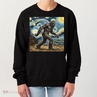 Funny Bigfoot Starry Night Sasquatch Van Gogh Sky Painting Women's Sweatshirt thumb 0