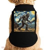 Funny Bigfoot Starry Night Sasquatch Van Gogh Sky Painting Doggie Tank thumb 0