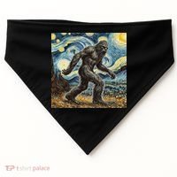 Funny Bigfoot Starry Night Sasquatch Van Gogh Sky Painting USA-Made Doggie Bandana thumb 0