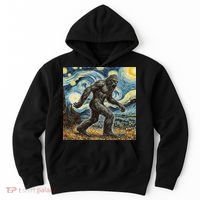 Funny Bigfoot Starry Night Sasquatch Van Gogh Sky Painting Hoodie thumb 0