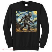 Funny Bigfoot Starry Night Sasquatch Van Gogh Sky Painting Sweatshirt thumb 0