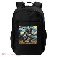 Funny Bigfoot Starry Night Sasquatch Van Gogh Sky Painting Backpack thumb 0