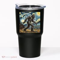 Funny Bigfoot Starry Night Sasquatch Van Gogh Sky Painting Tumbler thumb 0