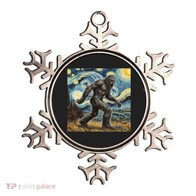 Funny Bigfoot Starry Night Sasquatch Van Gogh Sky Painting Ornament