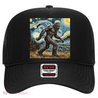 Funny Bigfoot Starry Night Sasquatch Van Gogh Sky Painting Hat thumb 0