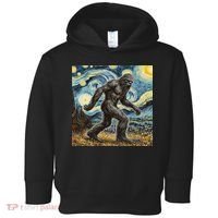 Funny Bigfoot Starry Night Sasquatch Van Gogh Sky Painting Toddler Hoodie thumb 0