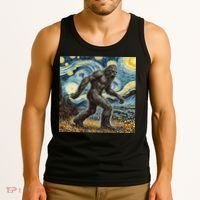 Funny Bigfoot Starry Night Sasquatch Van Gogh Sky Painting Tank Top thumb 3