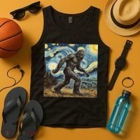 Funny Bigfoot Starry Night Sasquatch Van Gogh Sky Painting Tank Top thumb 4