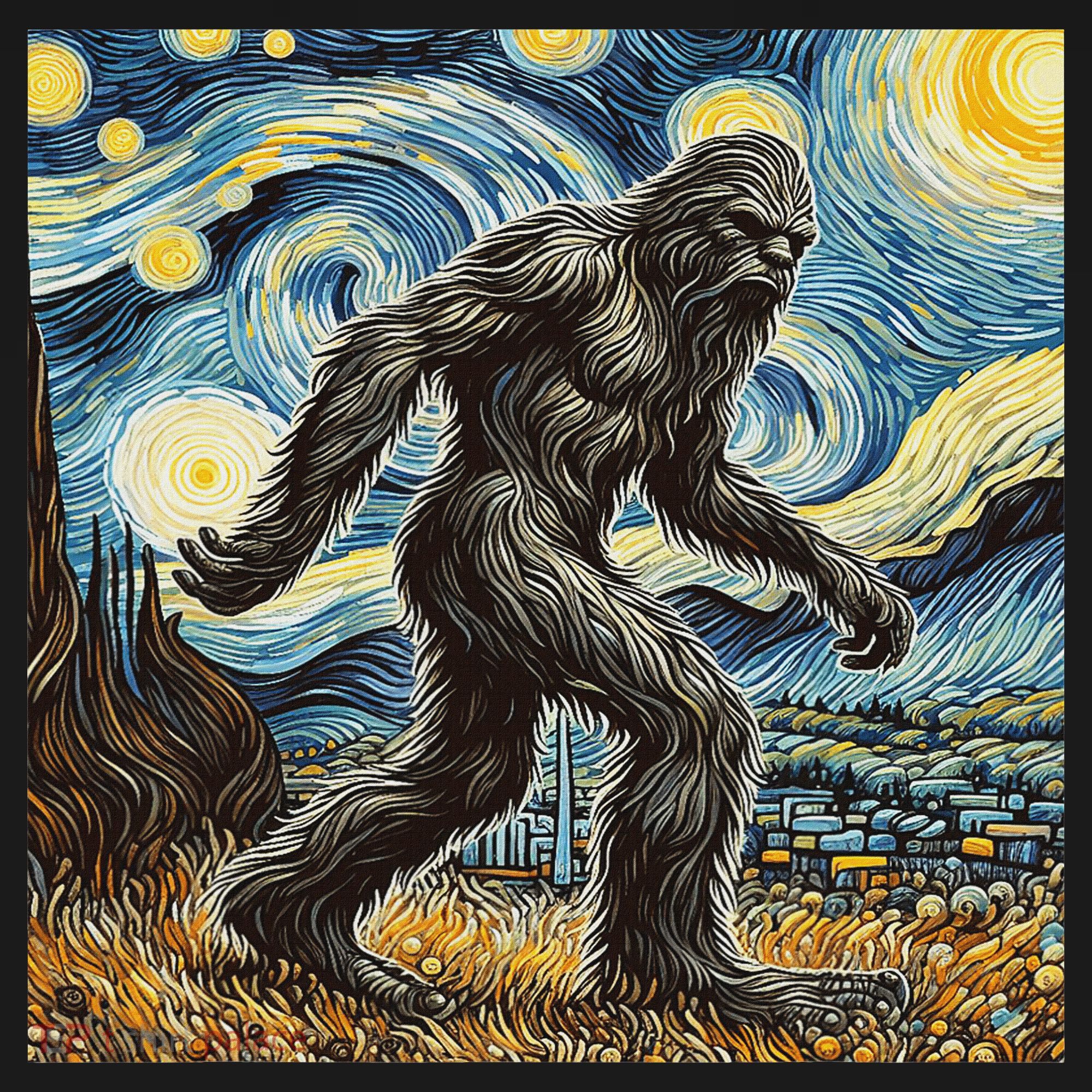 Funny Bigfoot Starry Night Sasquatch Van Gogh Sky Painting Visor