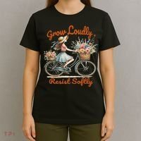 Floral Bike Subtle 8647 Trump Resist ,boho Vintage T-Shirt thumb 4