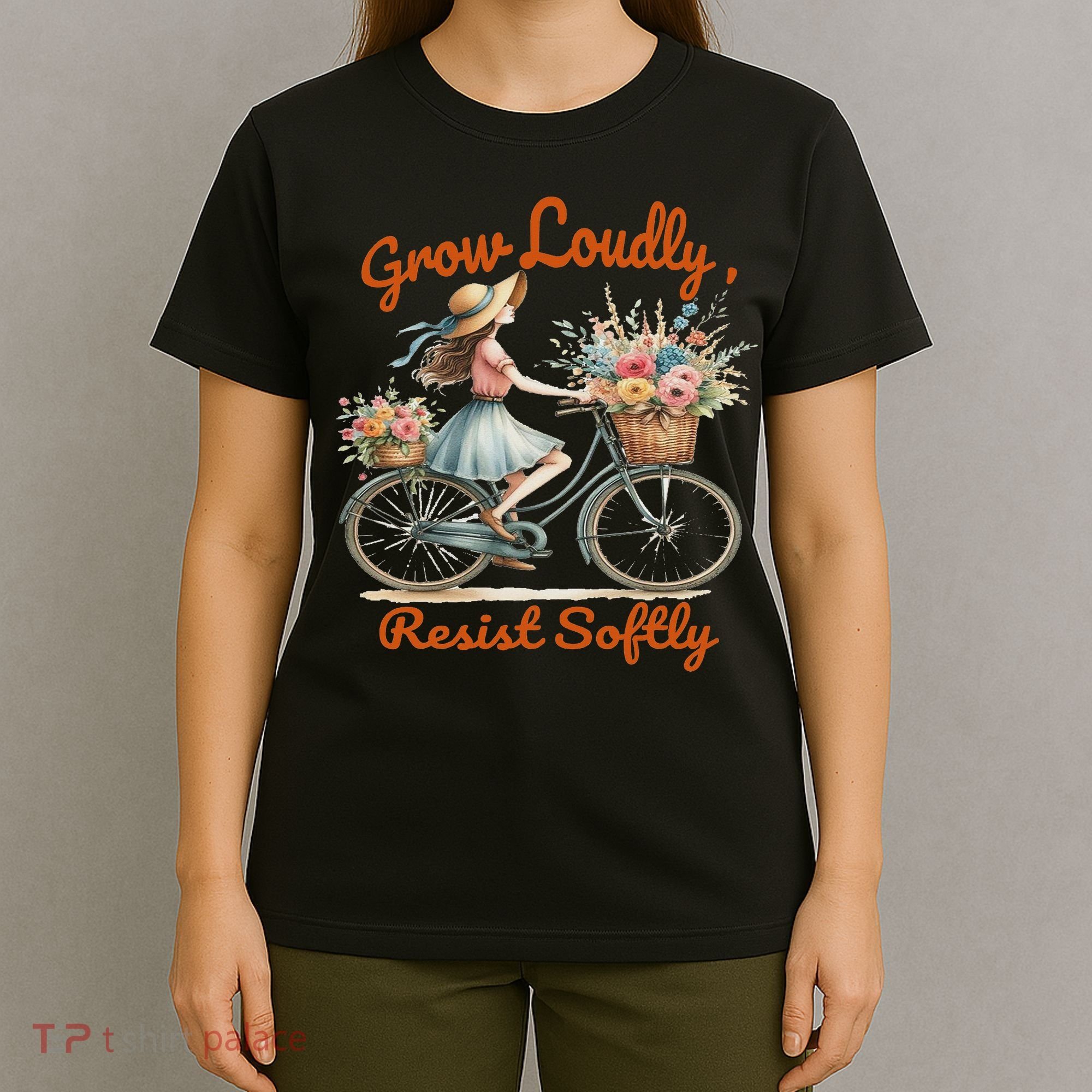 Floral Bike Subtle 8647 Trump Resist ,boho Vintage T-Shirt