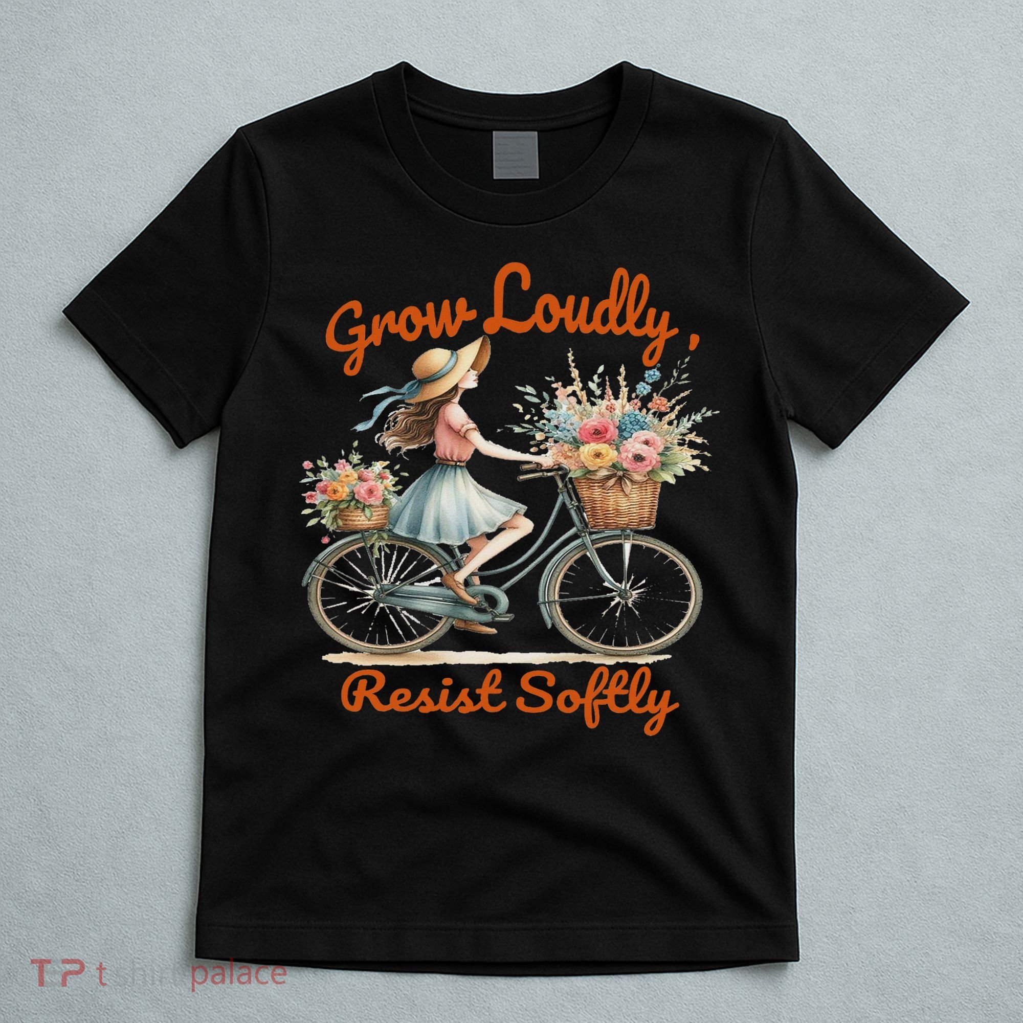 Floral Bike Subtle 8647 Trump Resist ,boho Vintage T-Shirt