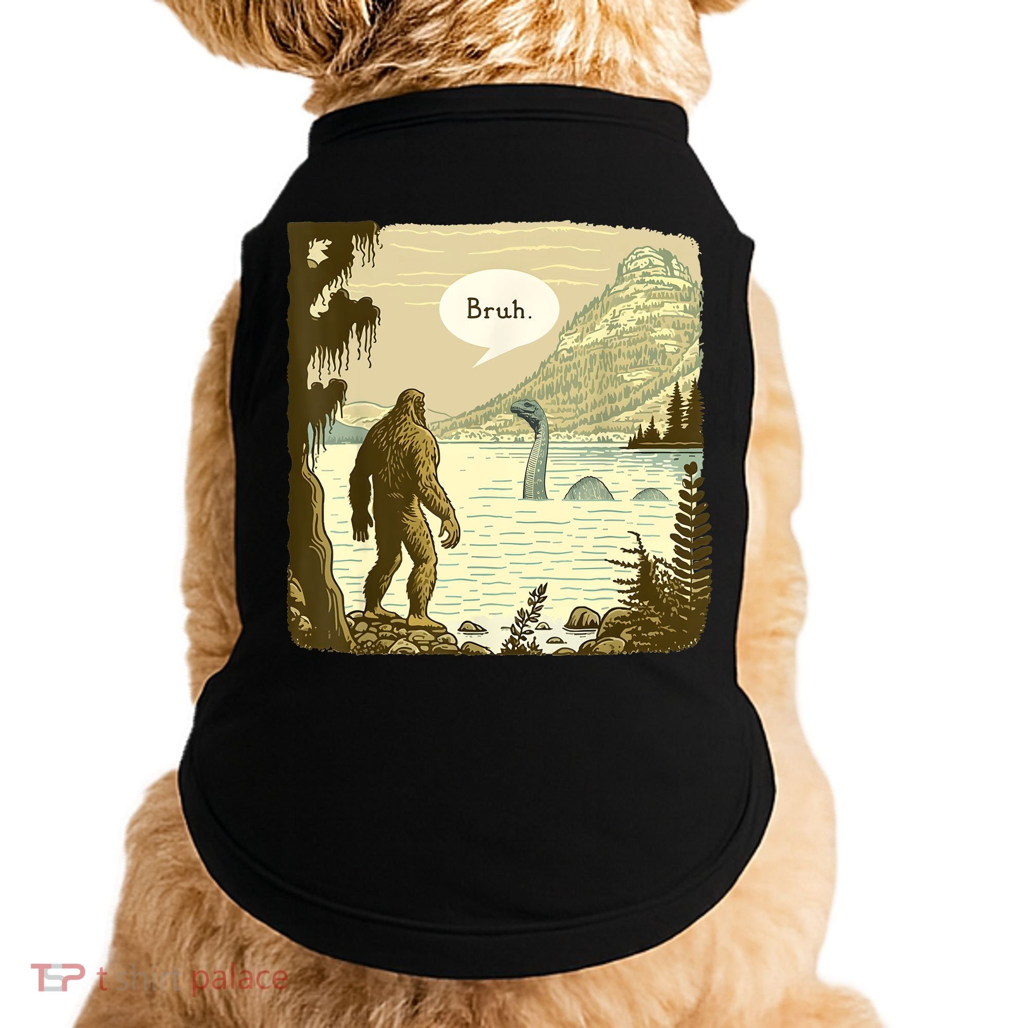 Funny Bigfoot Sasquatch Loch Ness Monster Introvert Bruh Doggie Tank