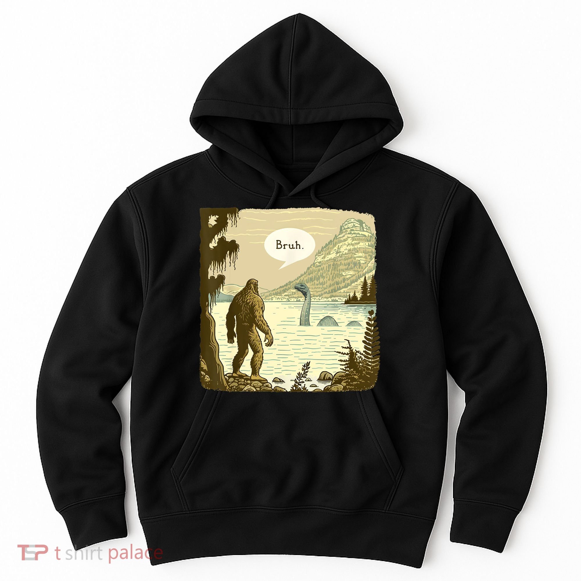 Funny Bigfoot Sasquatch Loch Ness Monster Introvert Bruh Hoodie