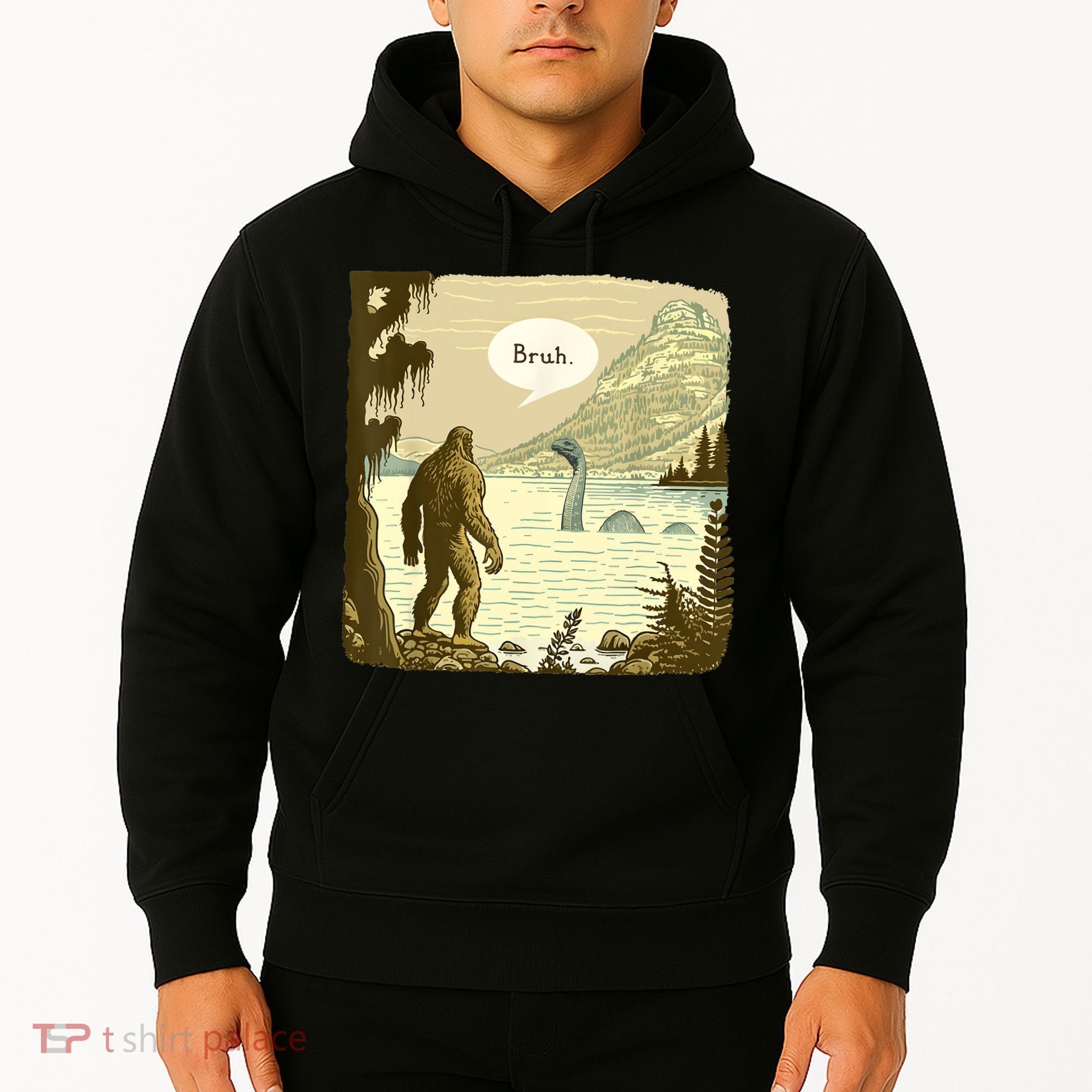 Funny Bigfoot Sasquatch Loch Ness Monster Introvert Bruh Hoodie
