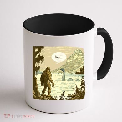 Funny Bigfoot Sasquatch Loch Ness Monster Introvert Bruh Coffee Mug back