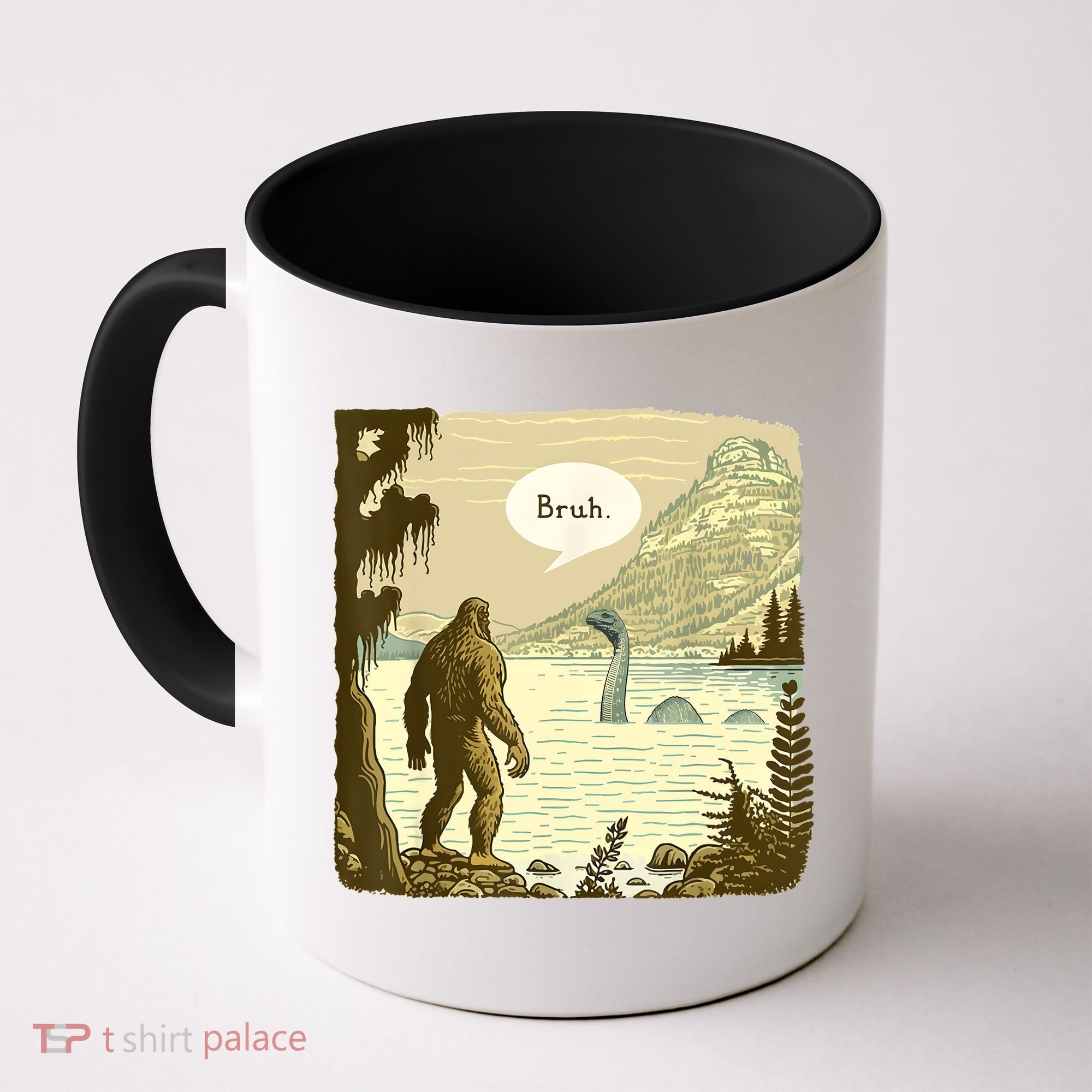 Funny Bigfoot Sasquatch Loch Ness Monster Introvert Bruh Coffee Mug